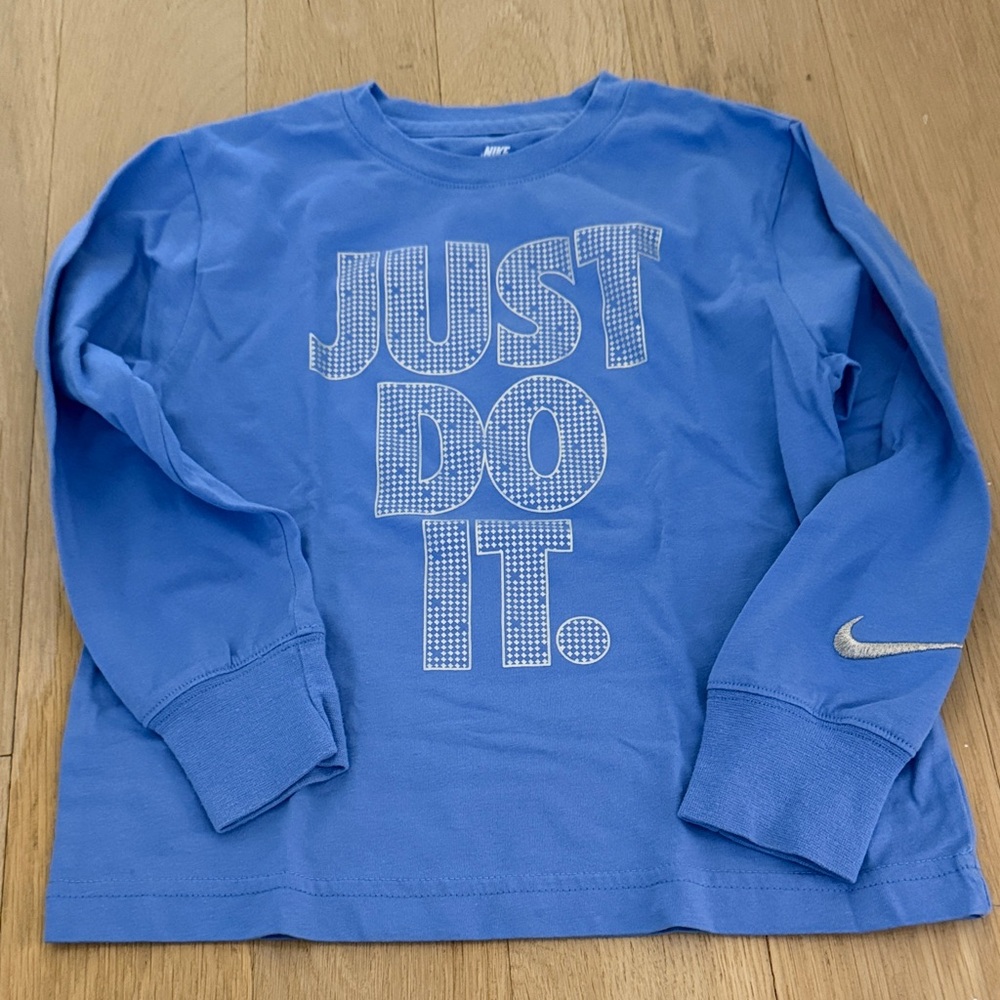Nike Kids Long Sleeve Tee in Blue with 'Just Do It'